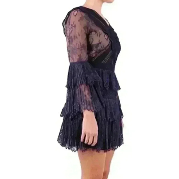 NWT SS18 SELF-PORTRAIT Navy Lace Cutout A-Line Mini Cocktail  Dress Size 2 Small - Picture 5 of 8